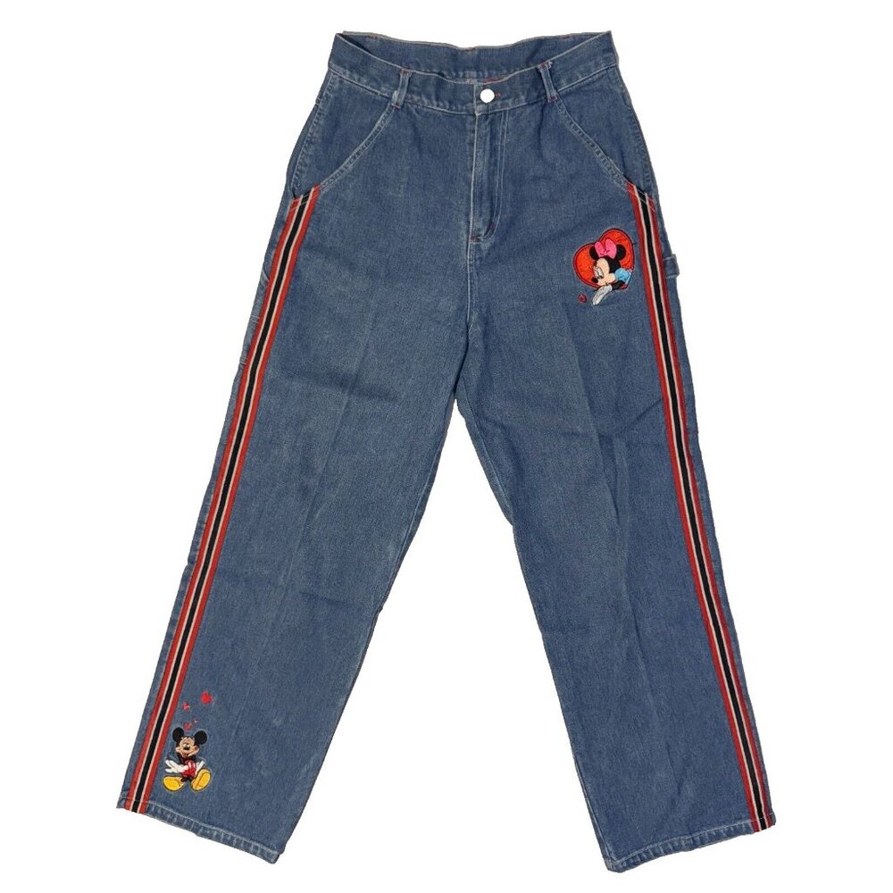 Vintage Mickey For Kids Minnie & Mickey Mouse Jeans Size 14 Embroidered Ribbon